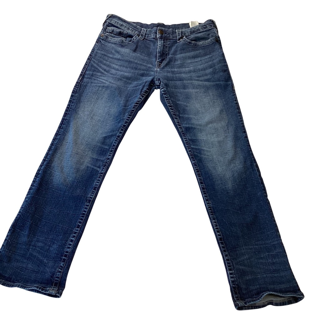 True Religion Ricky Relaxed Straight Jeans Men's Size 36 Blue‎ Denim